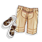 咖啡色中裤配迷彩鞋 缩略图