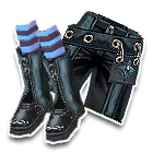 牛仔短裤配蓝边高邦靴 缩略图