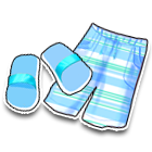 蓝色花纹沙滩裤 缩略图