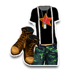 红星T恤配背带裤套装 缩略图