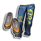 龙纹长裤配橘皮平底鞋 缩略图