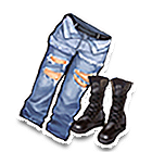 露腰磨旧式牛仔裤 缩略图