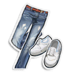 牛仔长裤配白球鞋 缩略图