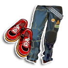 帆布仔裤配红色运动鞋 缩略图