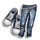 银质挂链长裤配胶鞋 缩略图