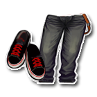 黑色休闲裤配红带球鞋 缩略图